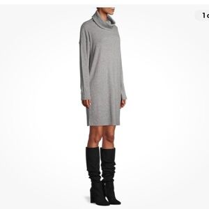 Time and Tru Heather Gray Cowl Neck Sweater Dress Size Large (12-14) NEW